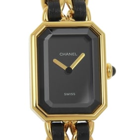CHANEL Premiere S Watch H0001, Gold-Plated Leather Quartz Movement, Analog Display, Black Dial,