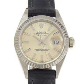 Rolex Oyster Perpetual Datejust Caliber 2135 69179 18K White Gold with Embossed Leather Strap, 1982,