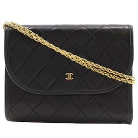 CHANEL Matelasse Mini Shoulder Bag, Chain Bag C00060, Black Lambskin with Snap Buttons, Women's