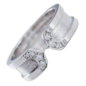 Cartier C2 Ring, Size 11, 18K White Gold with Diamonds, AF2865, Approx. 7.4g, C2, Women's
