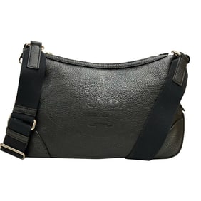 PRADA Vitello Shoulder Bag in Black Leather, NERO, for Men and Women