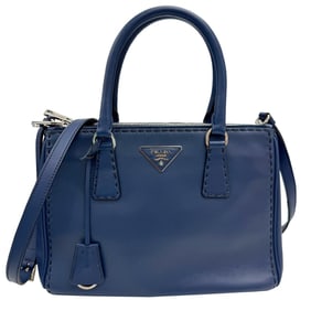 PRADA Galleria BN2863 Shoulder Bag, Leather, Blue, for Men and Women