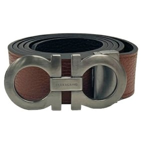 Salvatore Ferragamo Gancini Belt, Size 105, Reversible, Men's Leather, Brown and Black
