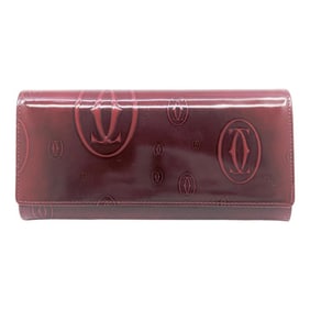 Cartier Happy Birthday Long Wallet, Patent Leather, Bordeaux, Red, and Enamel, for Men Women