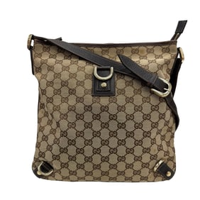GUCCI GG Canvas 131326 Brown Shoulder Bag, and Leather, Women's,