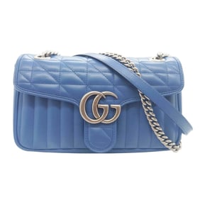 GUCCI GG Marmont Chain Shoulder Bag, Blue Leather with S-shaped Hardware, Women's, 443497