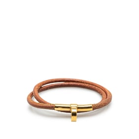Hermes Hermès Double Kelly Choker Bracelet in Gold and Brown Plated Leather for Women