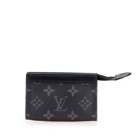 Louis Vuitton Monogram Eclipse Pochette Cle Voyage Coin Case M82776 Black PVC Leather Men's LOUIS