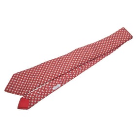 Hermes floral sunflower motif tie in red and multicolored silk for men.