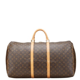 Louis Vuitton Monogram Keepall 60 Boston Bag/Travel Bag M41422 Brown PVC Leather Women's LOUIS