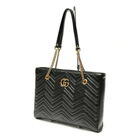 Gucci GG Marmont Chain Tote Bag 524578 Leather Black E-158644