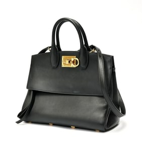 Salvatore Ferragamo Ferragamo Studio Bag Small 21H159 Smooth Leather Black S-158592