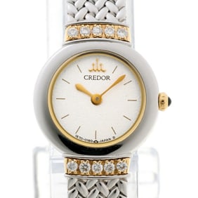 Seiko Credor GKTE010 1E70-0100 Quartz Wristwatch 18KYG Lug Diamond A-158653
