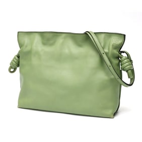 LOEWE Flamenco Clutch Medium Shoulder Bag Napa Calf Leather Green S-158768