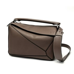 LOEWE Puzzle Bag Medium 32212KBS20 Soft Grain Calfskin Dark Brown S-158723