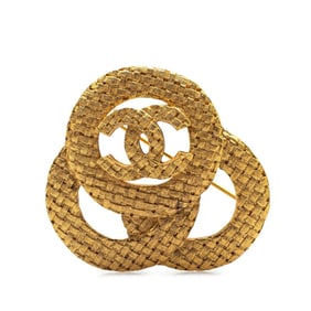 Vintage Chanel Coco Mark Braided Brooch, Gold Plated, Women's, CHANEL