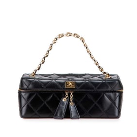 CHANEL Matelasse Coco Mark Chain Vanity Bag in Black Leather for Women