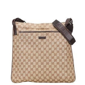 Gucci GG Canvas Shoulder Bag 122791 Beige Brown Leather Women's GUCCI