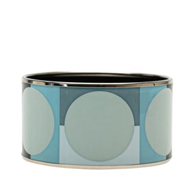Hermes TGM Enamel Cloisonne Bangle in Silver and Multicolor Metal for Women