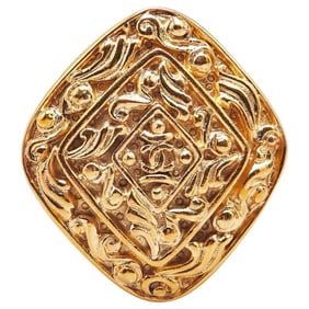 Chanel Coco Mark diamond brooch, gold plated, women's.