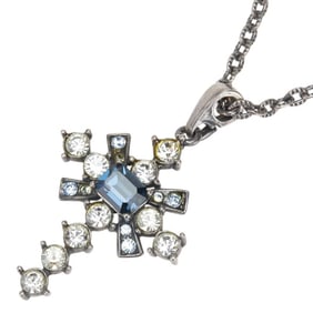 Valentino Cross motif jeweled necklace in silver and multicolored metal for men.