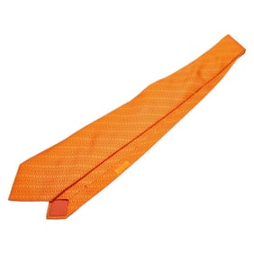 Hermes H logo tie, orange silk, men's.