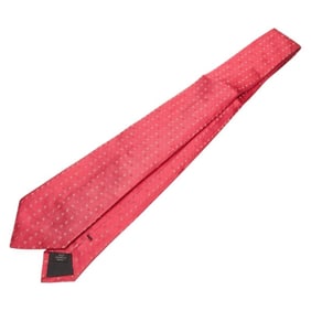 Celine Triomphe Logo Tie, Red and Beige Silk, Men's