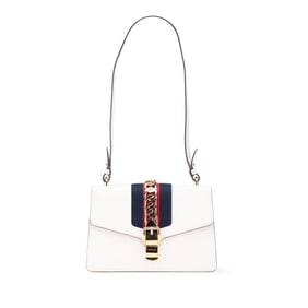 Gucci Sylvie Embroidered Handbag/Shoulder Bag 2WAY 421882 White Leather Women's GUCCI