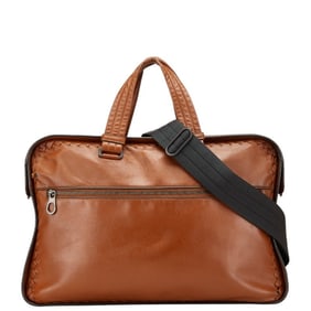 Bottega Veneta Intrecciato Business Bag Shoulder Brown Leather Men's BOTTEGA VENETA