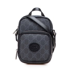 Gucci Interlocking G Shoulder Bag 672952 Black PVC Leather Men's GUCCI
