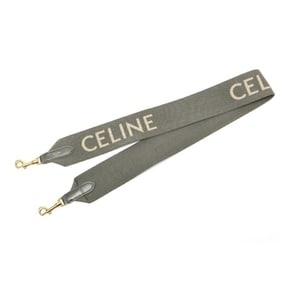 Celine Jacquard Long Strap Shoulder 49S012AEP.09GW Wool Leather Gray White S-158469