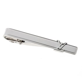 Louis Vuitton LOUIS VUITTON Tie Clip Pan Scravat LV Initial M61981 Metal Silver S-158681