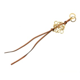 LOEWE Anagram Charm Keychain C821232X01 Calfskin Brass Gold Tan S-158572