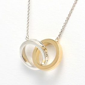 Tiffany & Co. 1837 Interlocking Circle Pendant Necklace 60013936 18KYG 925 Sterling Silver 41cm