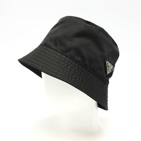 PRADA Re-Nylon Triangle Bucket Hat 2HC137 Nylon Black # XL S-158669