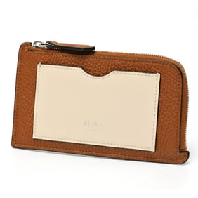 FENDI Coin Card Holder Case 8M0489 Leather Brown Ivory S-158720