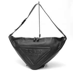 PRADA Triangle Vitello Dino Leather Bag Shoulder 2VY007 Black K-158714