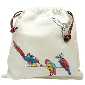 LOEWE Drawstring Pouch Bag in Canvas, Ivory, Black, and Multicolor (181557)