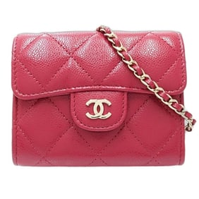 CHANEL Wallet Chain AP0238 Classic Small Matelasse Caviar Leather Red 181552