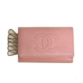 Chanel caviar skin 6-ring key case pink