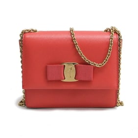 Salvatore Ferragamo Vara Ribbon Chain Shoulder Bag Coral
