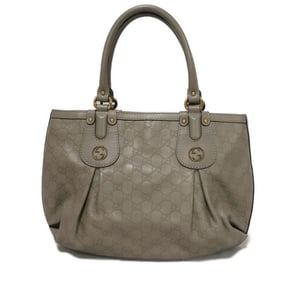 Gucci tote bag in scarlet with double G embossed calf leather, interlocking studs, and GG sima gray