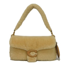 Coach Pillow Tabby Shoulder Bag, Size 26, C, Smooth Calfskin, Beige, C Mark, Shearling, Warm