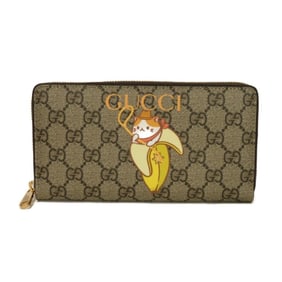 Gucci Bananya Zip-Around Wallet, Banana, Cat, Cowboy, Round, GG Supreme, 701060 U2VAG 8679, Men's