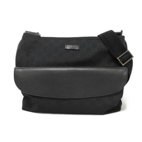 Gucci GG Canvas Shoulder Bag, Calfskin Crossbody Embossed Black, 256100, Men's