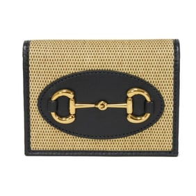 Gucci Horsebit 1955 Compact Wallet, Navy Blue, Unused, Japan Exclusive, Beige Canvas, 621887 H58AG