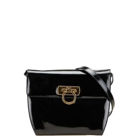 Salvatore Ferragamo Gancini Crossbody Shoulder Bag in Black Enamel for Women