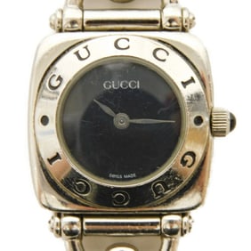 Gucci Horsebit Silver Watch with Black Dial and Quartz Movement, Square, 6400L, Women's
