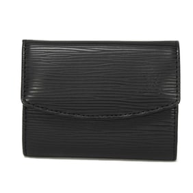 Louis Vuitton Porte Monnaie Coin Case, Embossed Black, Card Case with Gusset, Bifold, Epi Leather,