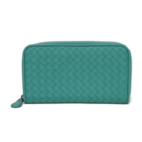 Bottega Veneta Zip-Around Wallet in Tiffany Blue with RFID and IC Chip, Intrecciato Aqua, 518389
